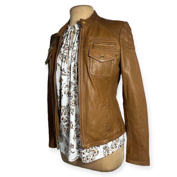 Michael Michael Kors brown leather jacket size M - Picture 5 of 13